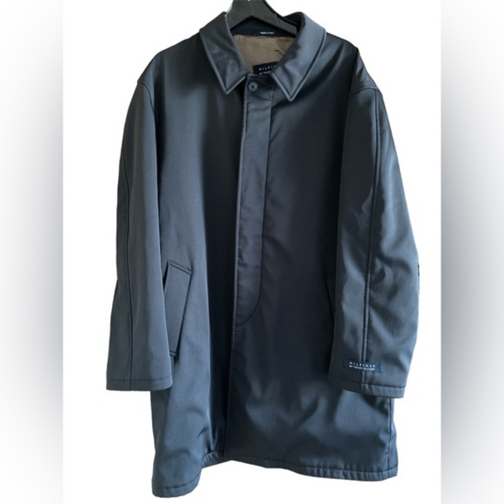 Hilfiger Tommy Hilfiger Men’s Vintage Italy Trench Coat Black‎ Size 42R